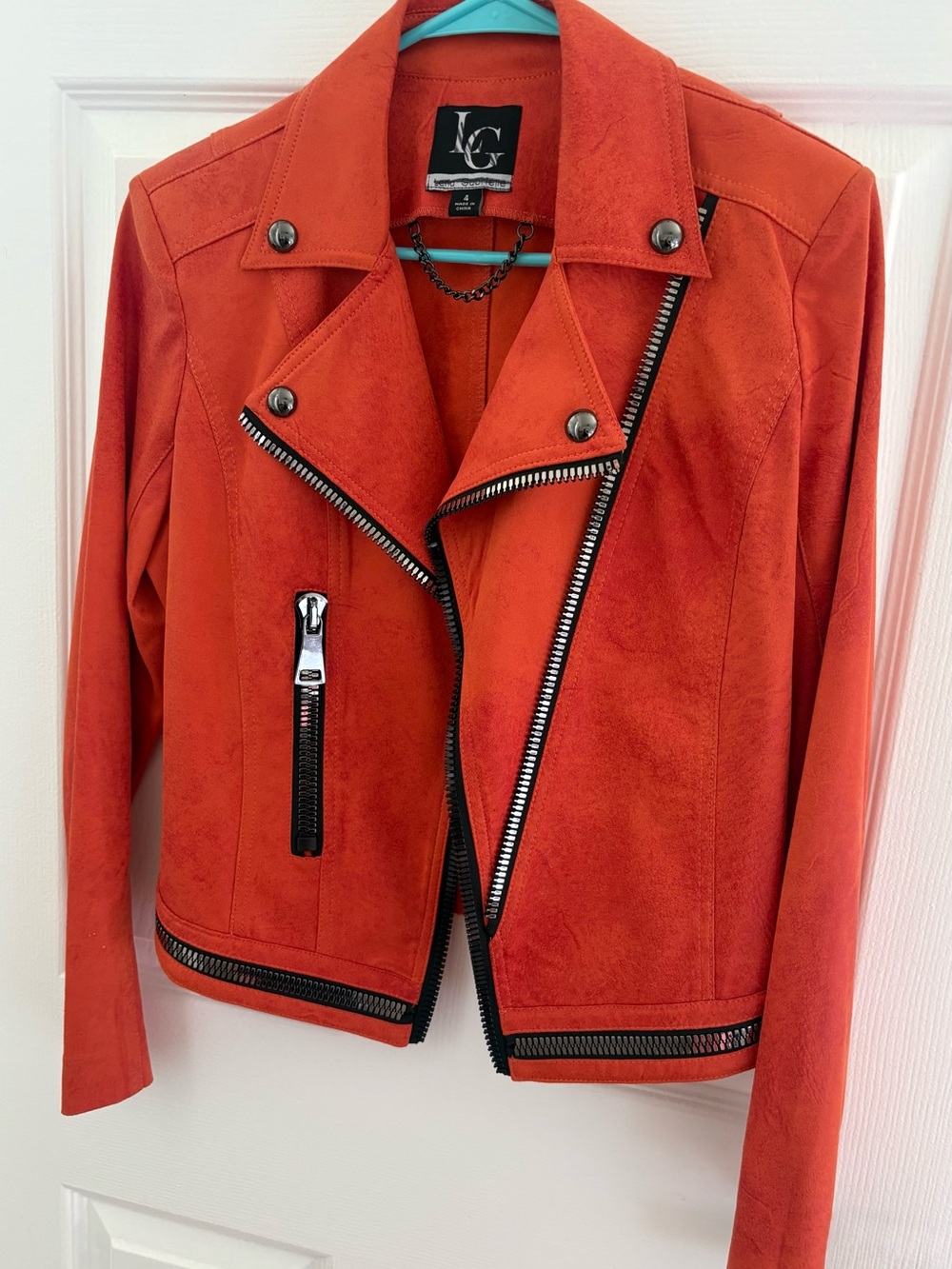 LC Orange Suede-Effect Moto Jacket - Women